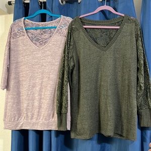 Torrid sweaters size 1 and 2 super soft. OD green and mauve